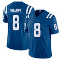 Indianapolis #8 Sharpe Player Football V Neck Short Sleeve Royal Jersey Raylen For Men Youth Women Gift