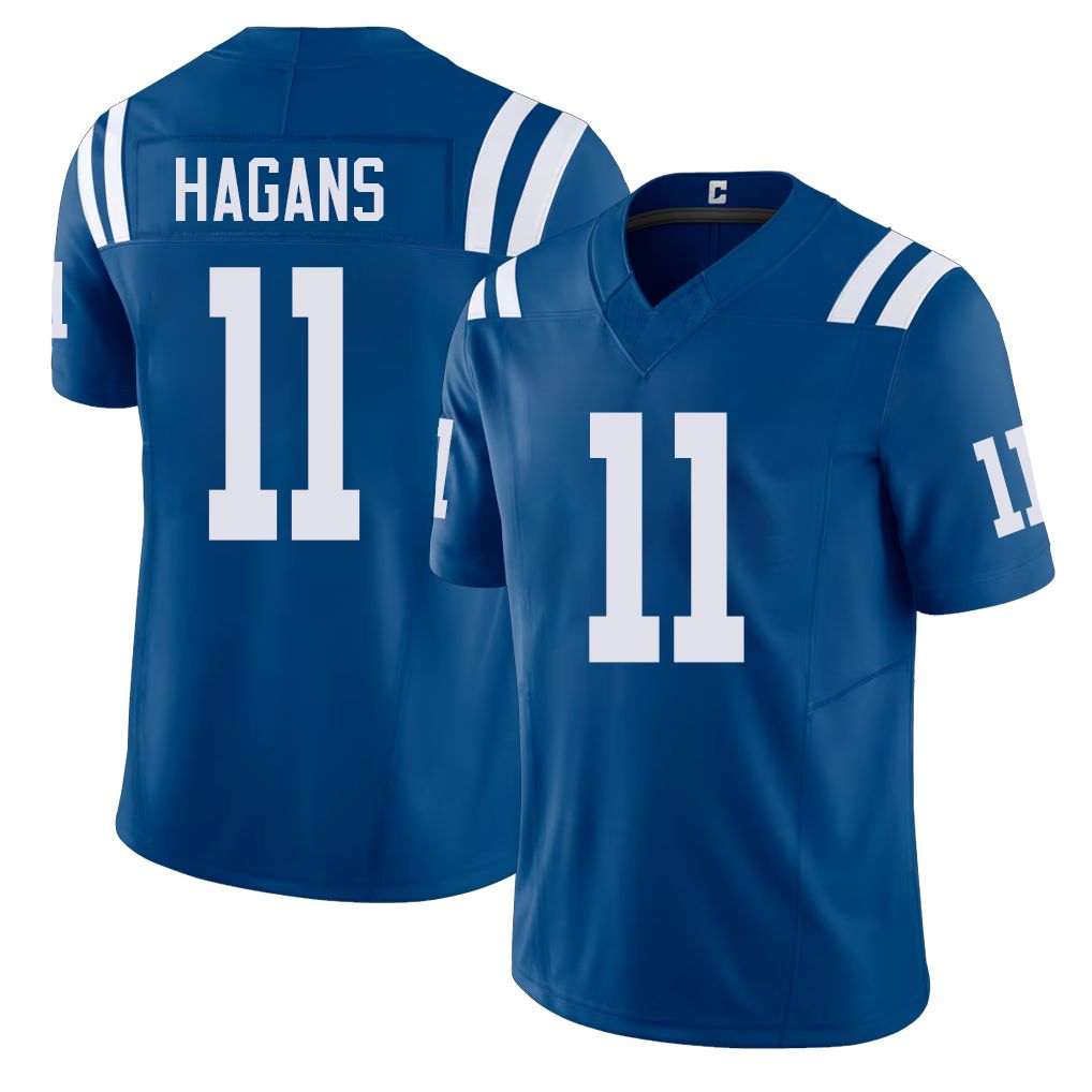Indianapolis #11 Hagans Player Football V Neck Short Sleeve Royal Jersey Sahmir For Men Youth Women Gift