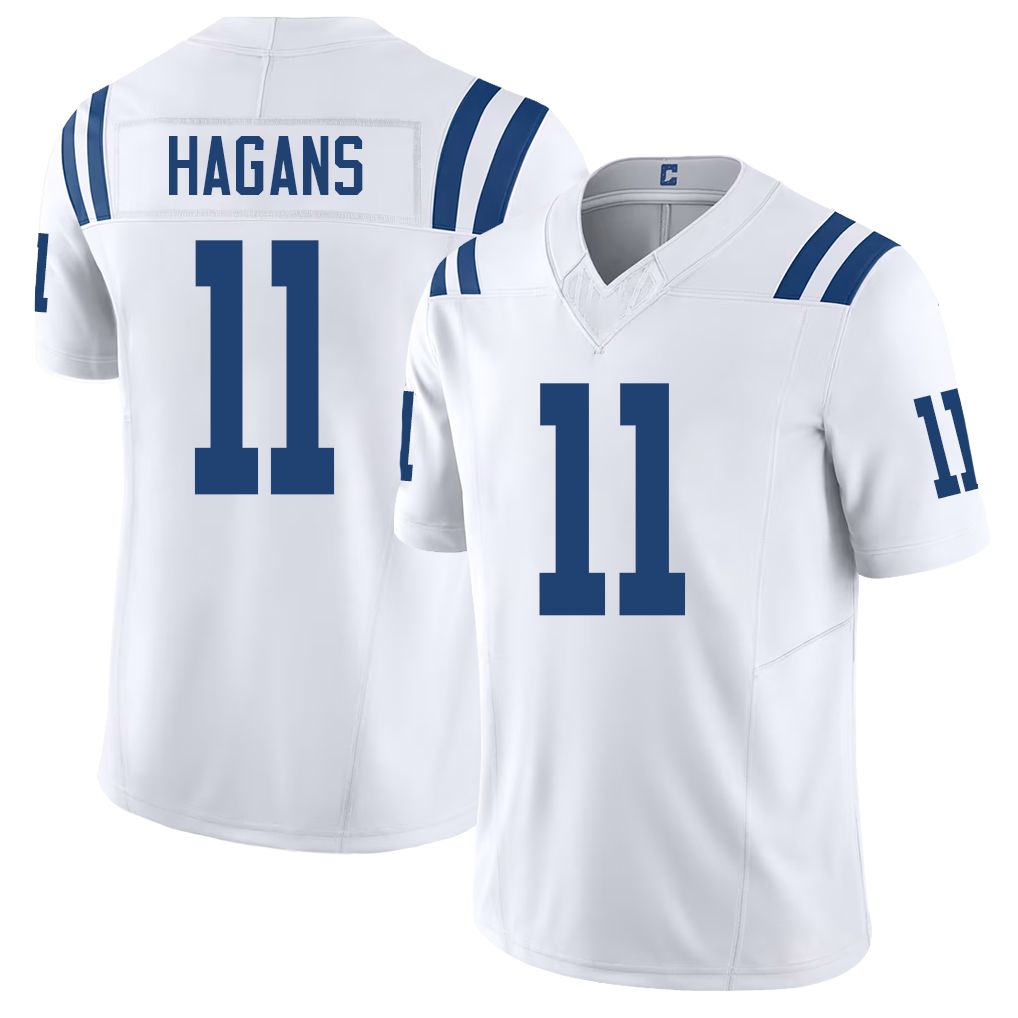 Indianapolis #11 Hagans Player Football V Neck Short Sleeve White Jersey Sahmir For Men Youth Women Gift