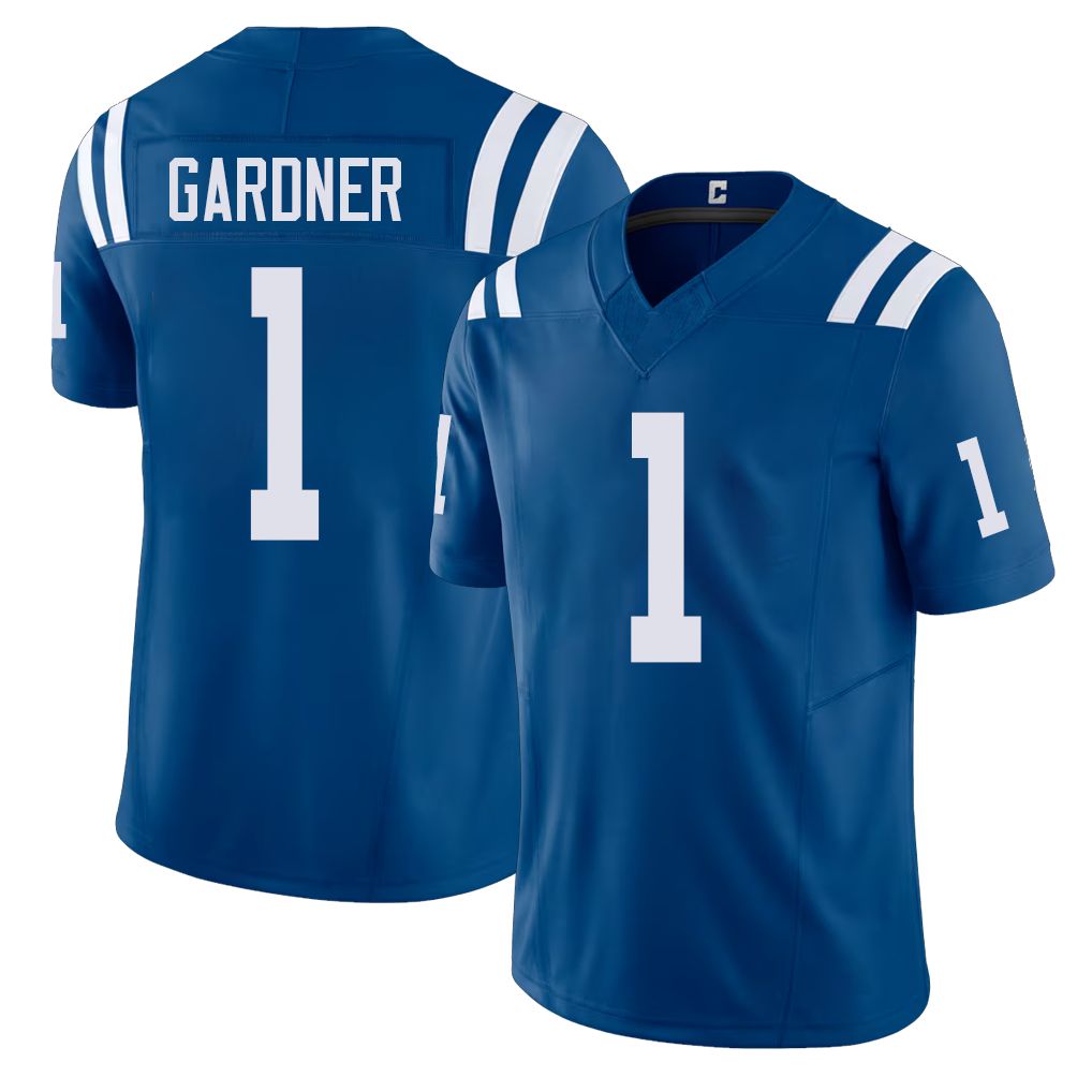 Indianapolis #1 Gardner Player Football V Neck Short Sleeve Royal Jersey Sauce For Men Youth Women Gift