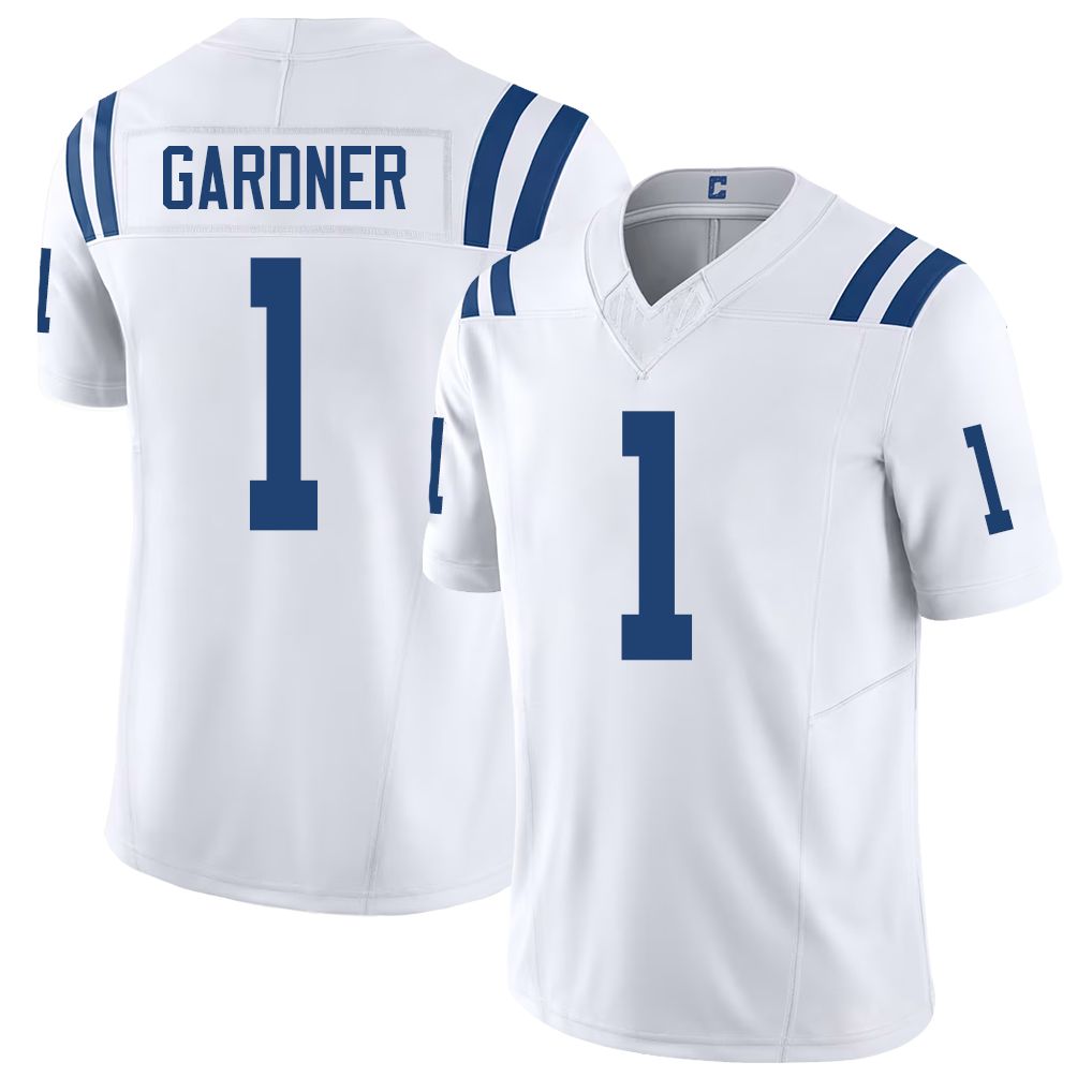 Indianapolis #1 Gardner Player Football V Neck Short Sleeve White Jersey Sauce For Men Youth Women Gift