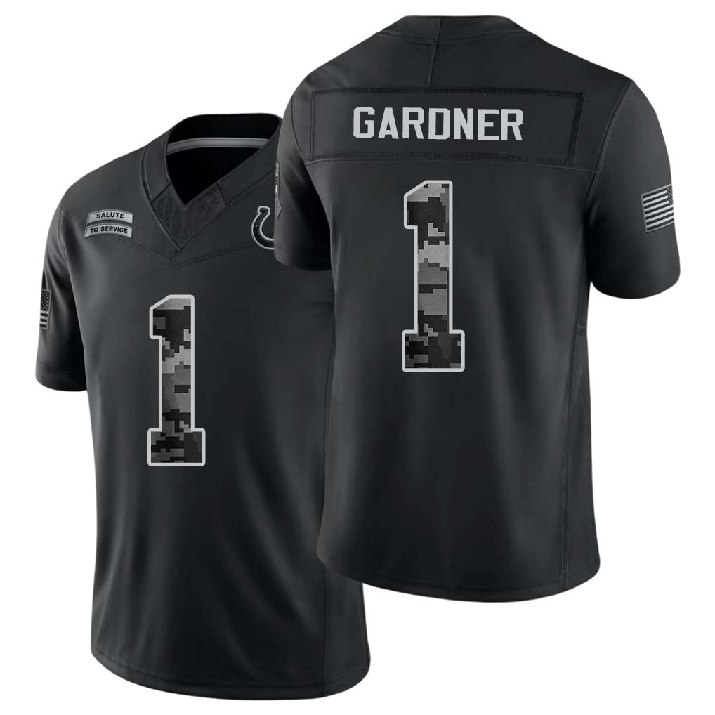 Indianapolis #1 Gardner Player Football V Neck Short Sleeve Black Jersey Sauce For Men Youth Women Gift