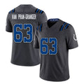 Indianapolis #63 Van Pran-Granger Player Football V Neck Short Sleeve Anthracite Jersey Sedrick For Men Youth Women Gift