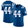 Indianapolis #44 Chambers Player Football V Neck Short Sleeve Royal Jersey Tahj For Men Youth Women Gift