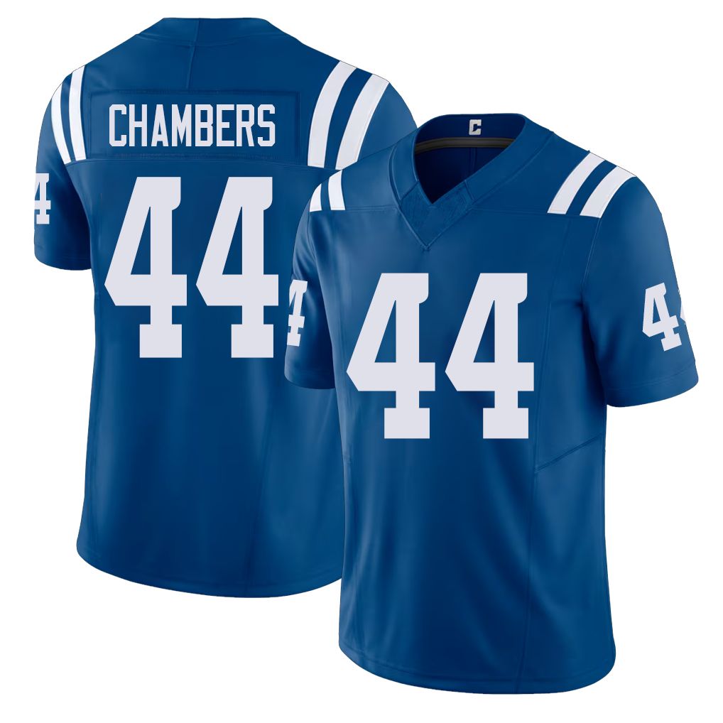 Indianapolis #44 Chambers Player Football V Neck Short Sleeve Royal Jersey Tahj For Men Youth Women Gift