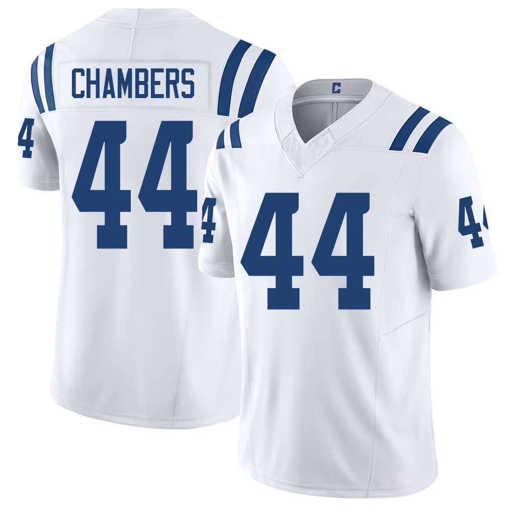 Indianapolis #44 Chambers Player Football V Neck Short Sleeve White Jersey Tahj For Men Youth Women Gift