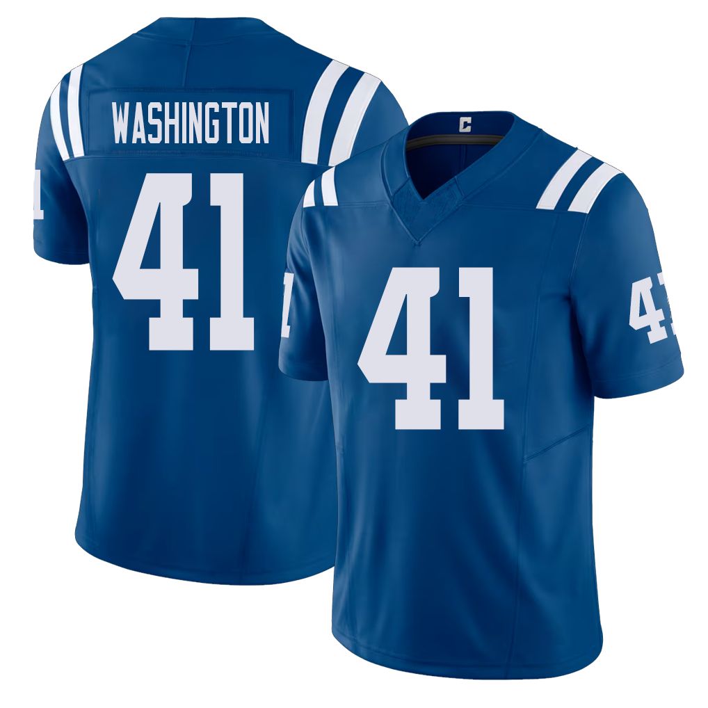 Indianapolis #41 Washington Player Football V Neck Short Sleeve Royal Jersey Trey For Men Youth Women Gift