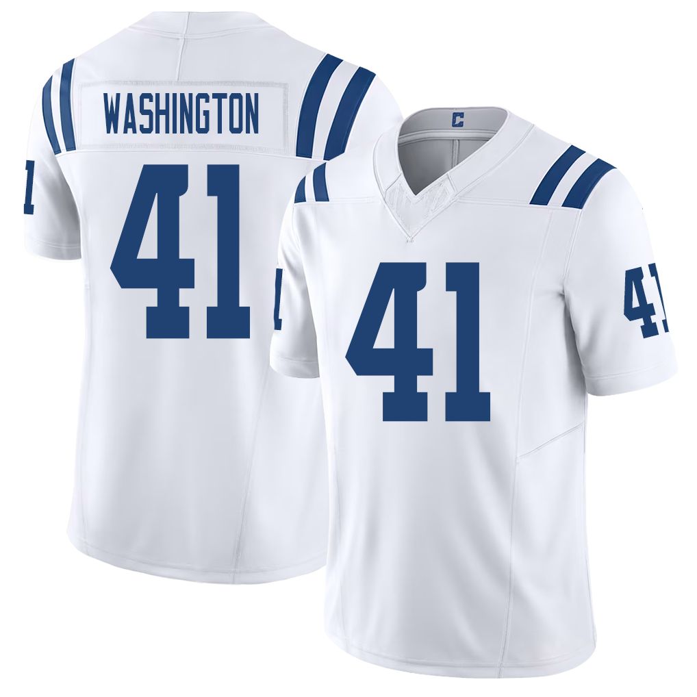 Indianapolis #41 Washington Player Football V Neck Short Sleeve White Jersey Trey For Men Youth Women Gift
