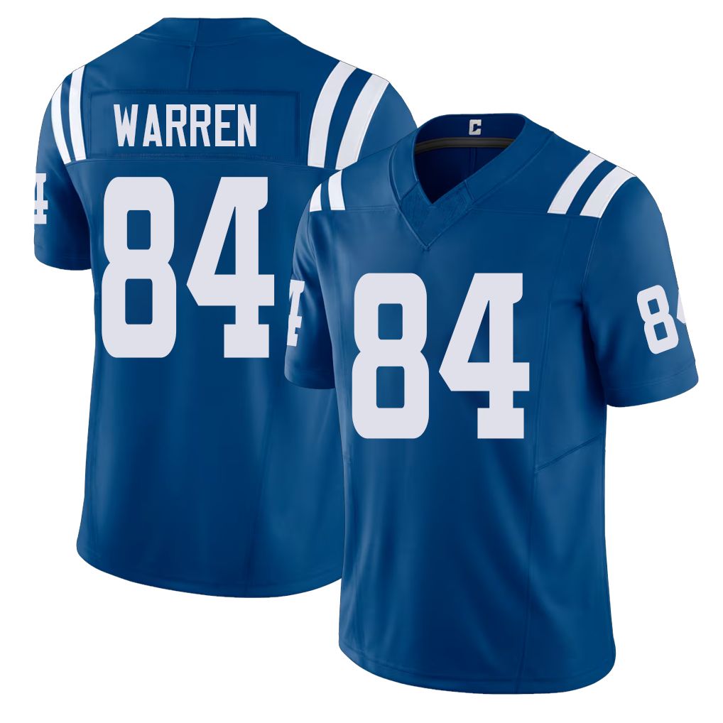 Indianapolis #84 Warren Player Football V Neck Short Sleeve Royal Jersey Tyler For Men Youth Women Gift