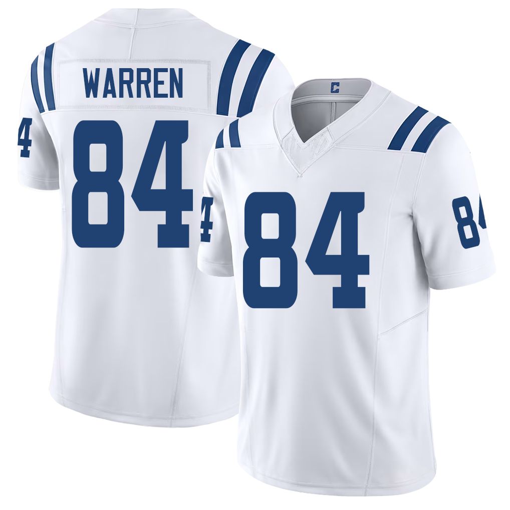 Indianapolis #84 Warren Player Football V Neck Short Sleeve White Jersey Tyler For Men Youth Women Gift