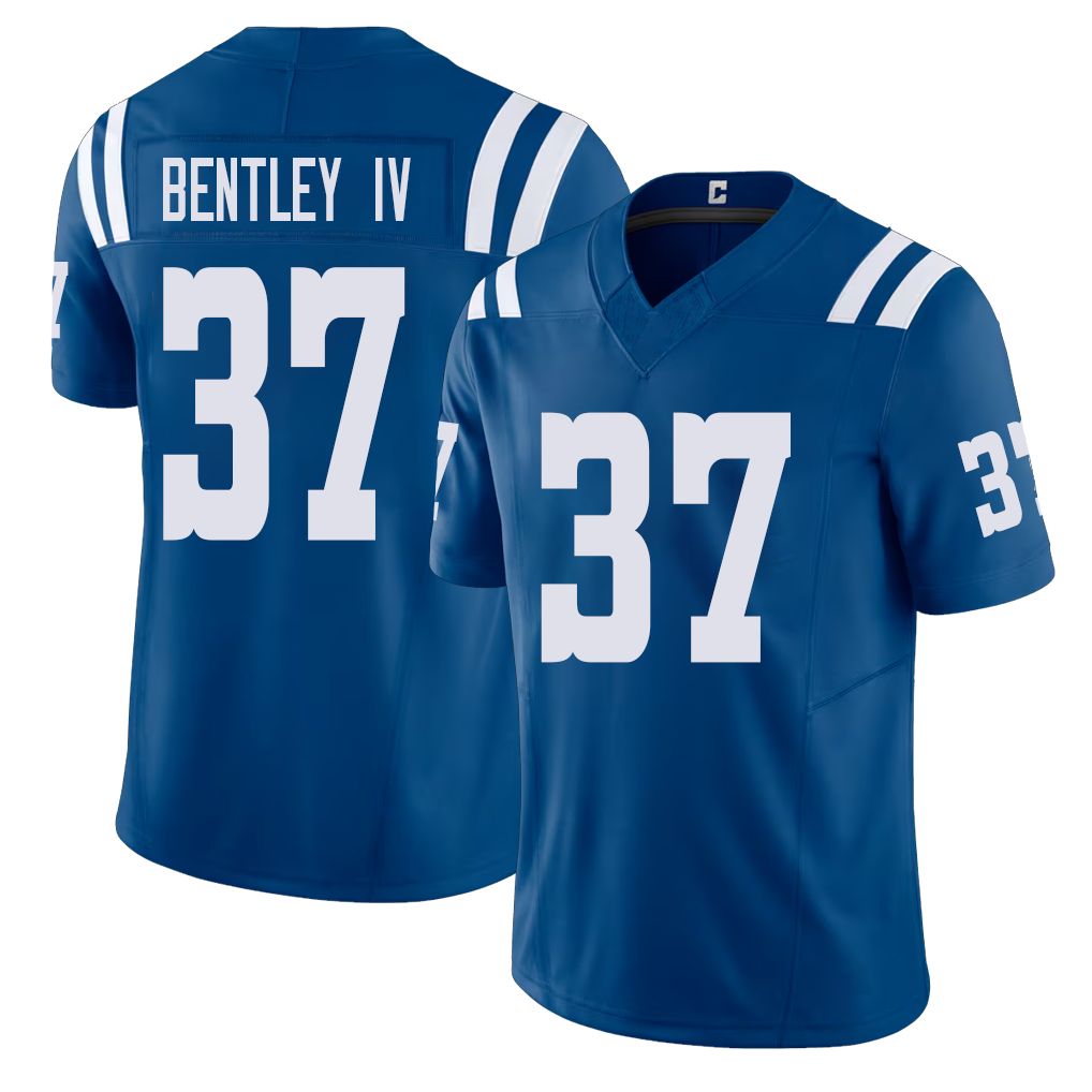 Indianapolis #37 Bentley IV Player Football V Neck Short Sleeve Royal Jersey Ulysses For Men Youth Women Gift