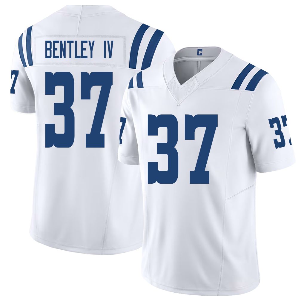 Indianapolis #37 Bentley IV Player Football V Neck Short Sleeve White Jersey Ulysses For Men Youth Women Gift