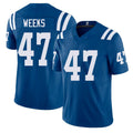 Indianapolis #47 Weeks Player Football V Neck Short Sleeve Royal Jersey West For Men Youth Women Gift