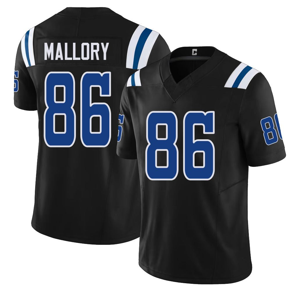 Indianapolis #86 Mallory Player Football V Neck Short Sleeve Black Jersey Will For Men Youth Women Gift