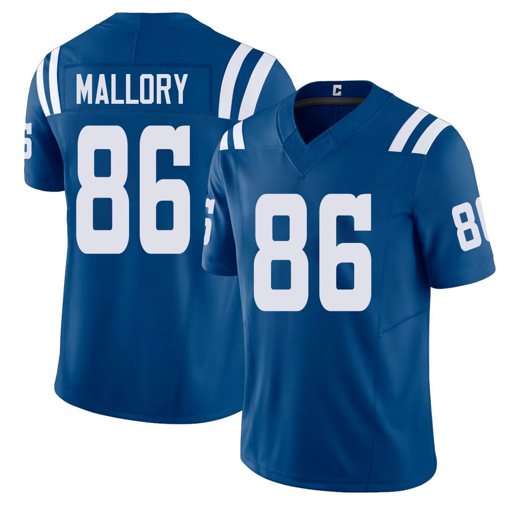 Indianapolis #86 Mallory Player Football V Neck Short Sleeve Royal Jersey Will For Men Youth Women Gift
