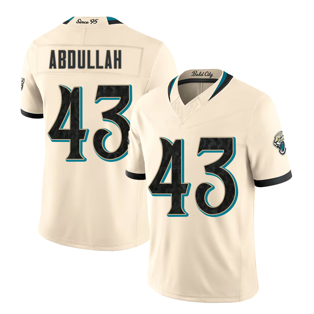 Jacksonville #43 Abdullah Player Football V Neck Short Sleeve Natural Jersey Ameer For Men Youth Women Gift