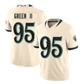 Jacksonville #95 Green II Player Football V Neck Short Sleeve Natural Jersey BJ For Men Youth Women Gift