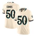 Jacksonville #50 Combs Player Football V Neck Short Sleeve Natural Jersey Branson For Men Youth Women Gift