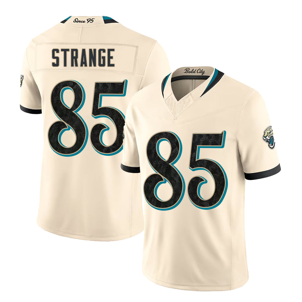 Jacksonville #85 Strange Player Football V Neck Short Sleeve Natural Jersey Brenton For Men Youth Women Gift