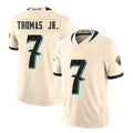 Jacksonville #7 Thomas Jr. Player Football V Neck Short Sleeve Natural Jersey Brian For Men Youth Women Gift