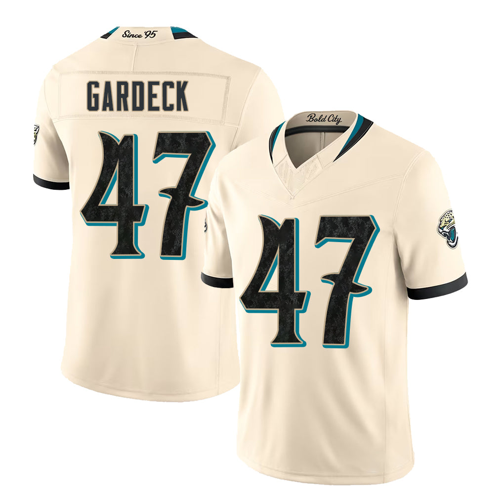 Jacksonville #47 Gardeck Player Football V Neck Short Sleeve Natural Jersey Dennis For Men Youth Women Gift