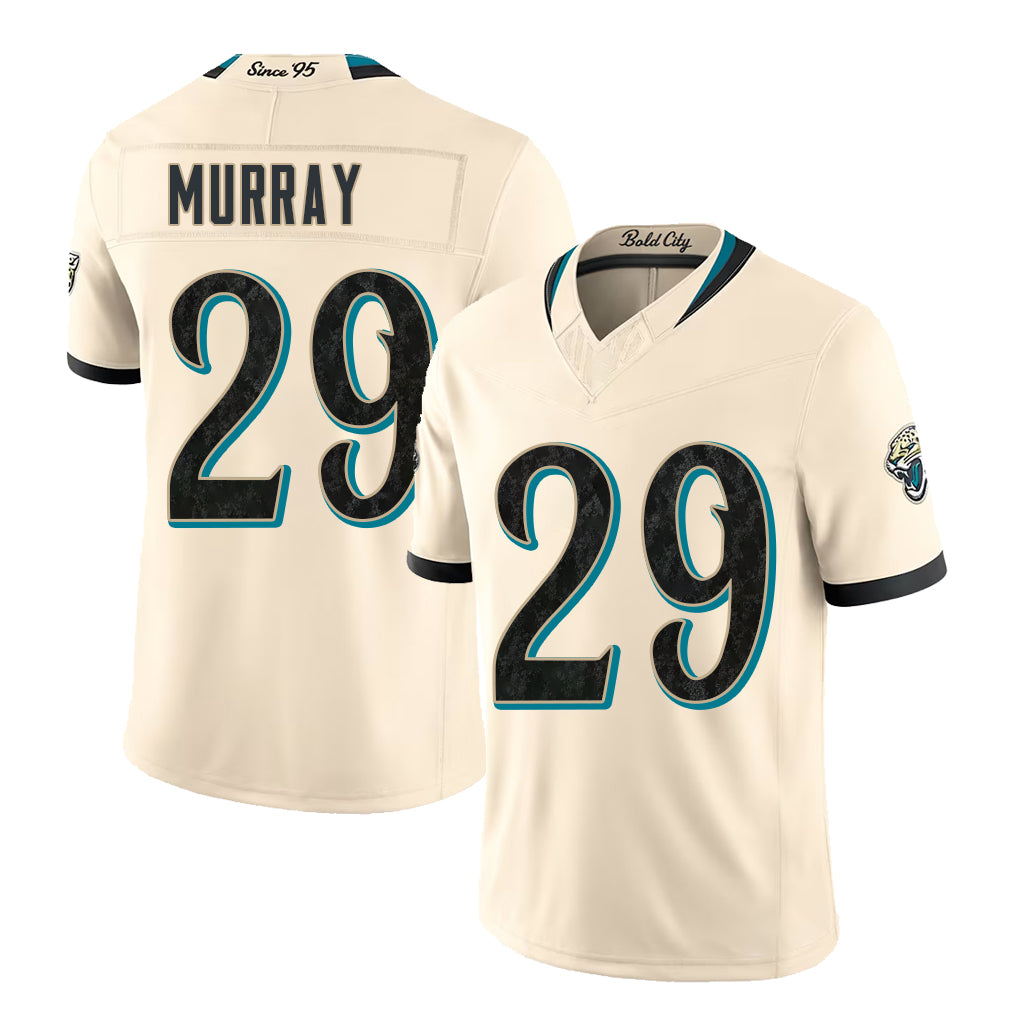 Jacksonville #29 Murray Player Football V Neck Short Sleeve Natural Jersey Eric For Men Youth Women Gift