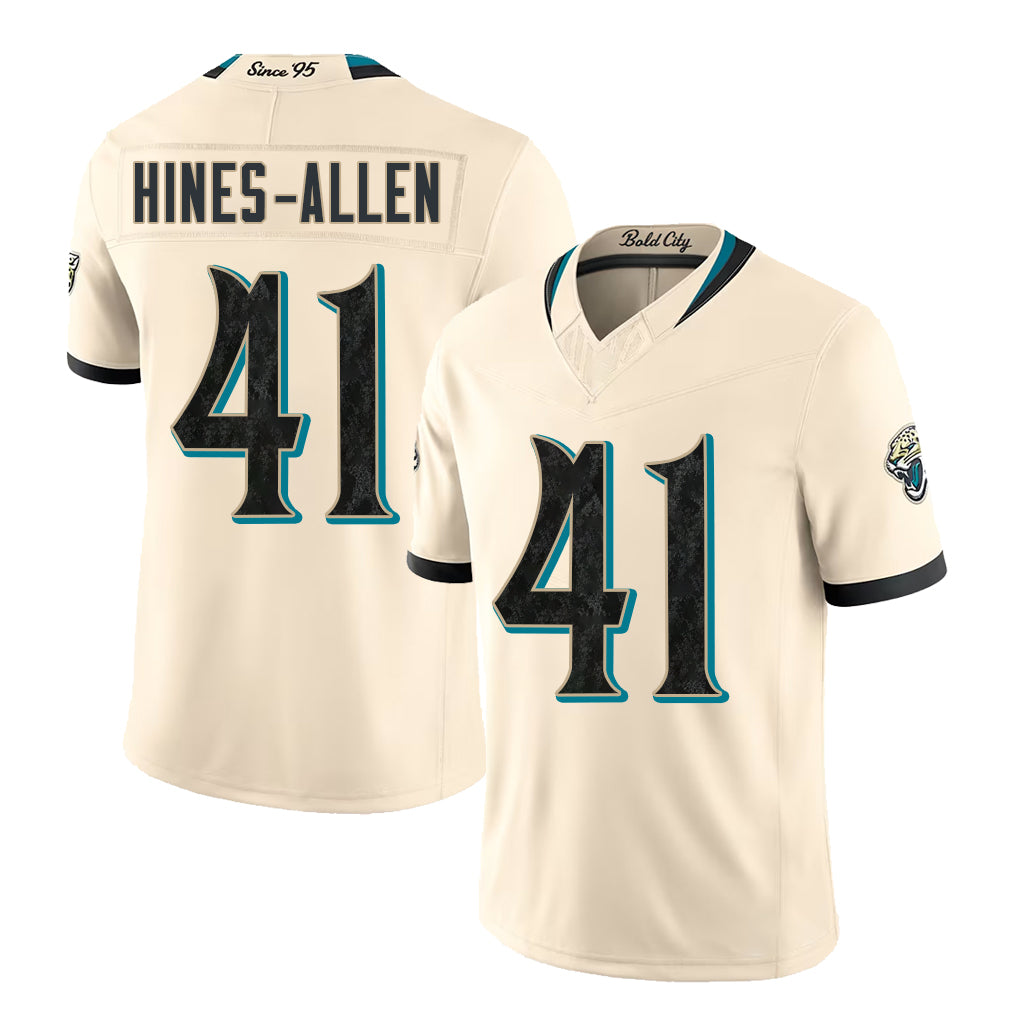 Jacksonville #41 Hines-Allen Player Football V Neck Short Sleeve Natural Jersey Josh For Men Youth Women Gift