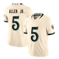 Jacksonville #5 Allen Jr. Player Football V Neck Short Sleeve Natural Jersey LeQuint For Men Youth Women Gift
