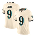 Jacksonville #9 Cooke Player Football V Neck Short Sleeve Natural Jersey Logan For Men Youth Women Gift