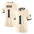 Jacksonville #1 Brown Player Football V Neck Short Sleeve Natural Jersey Montaric For Men Youth Women Gift