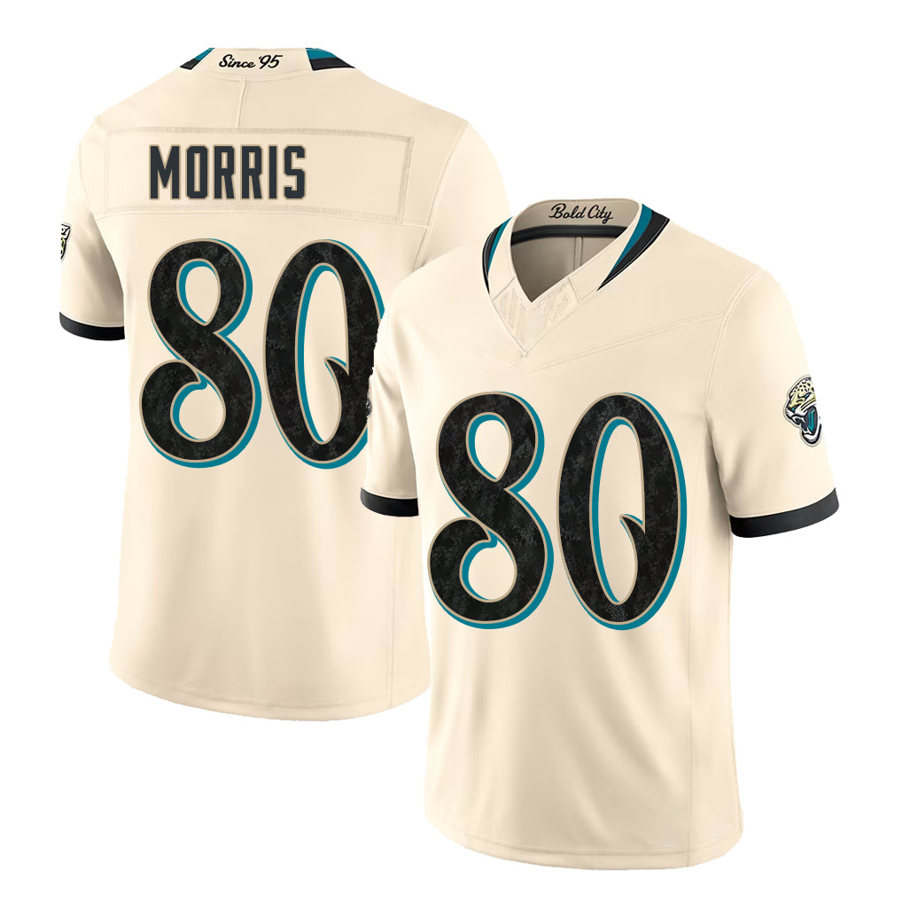 Jacksonville #80 Morris Player Football V Neck Short Sleeve Quintin Jersey Logan For Men Youth Women Gift