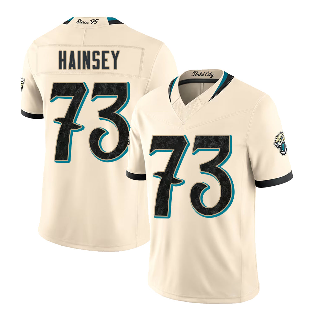 Jacksonville #73 Hainsey Player Football V Neck Short Sleeve Natural Jersey Robert For Men Youth Women Gift