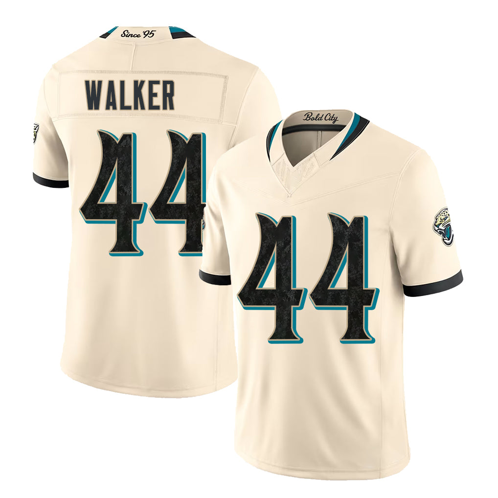 Jacksonville #44 Walker Player Football V Neck Short Sleeve Natural Jersey Travon For Men Youth Women Gift