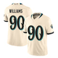 Jacksonville #90 Williams Player Football V Neck Short Sleeve Natural Jersey Wesley For Men Youth Women Gift