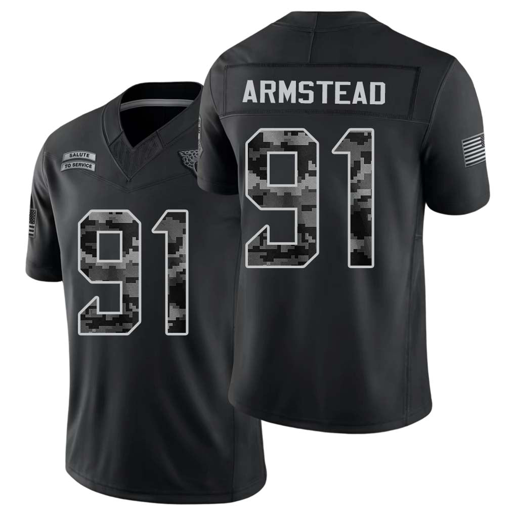 Jacksonville #91 Armstead Player Football V Neck Short Sleeve black Jersey Arik For Men Youth Women Gift