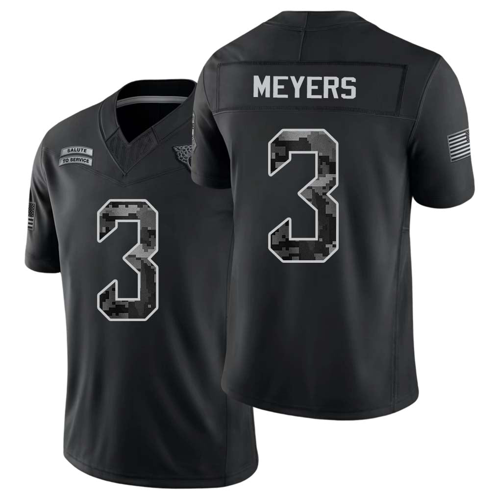 Jacksonville #3 Meyers Player Football V Neck Short Sleeve black Jersey Jakobi For Men Youth Women Gift