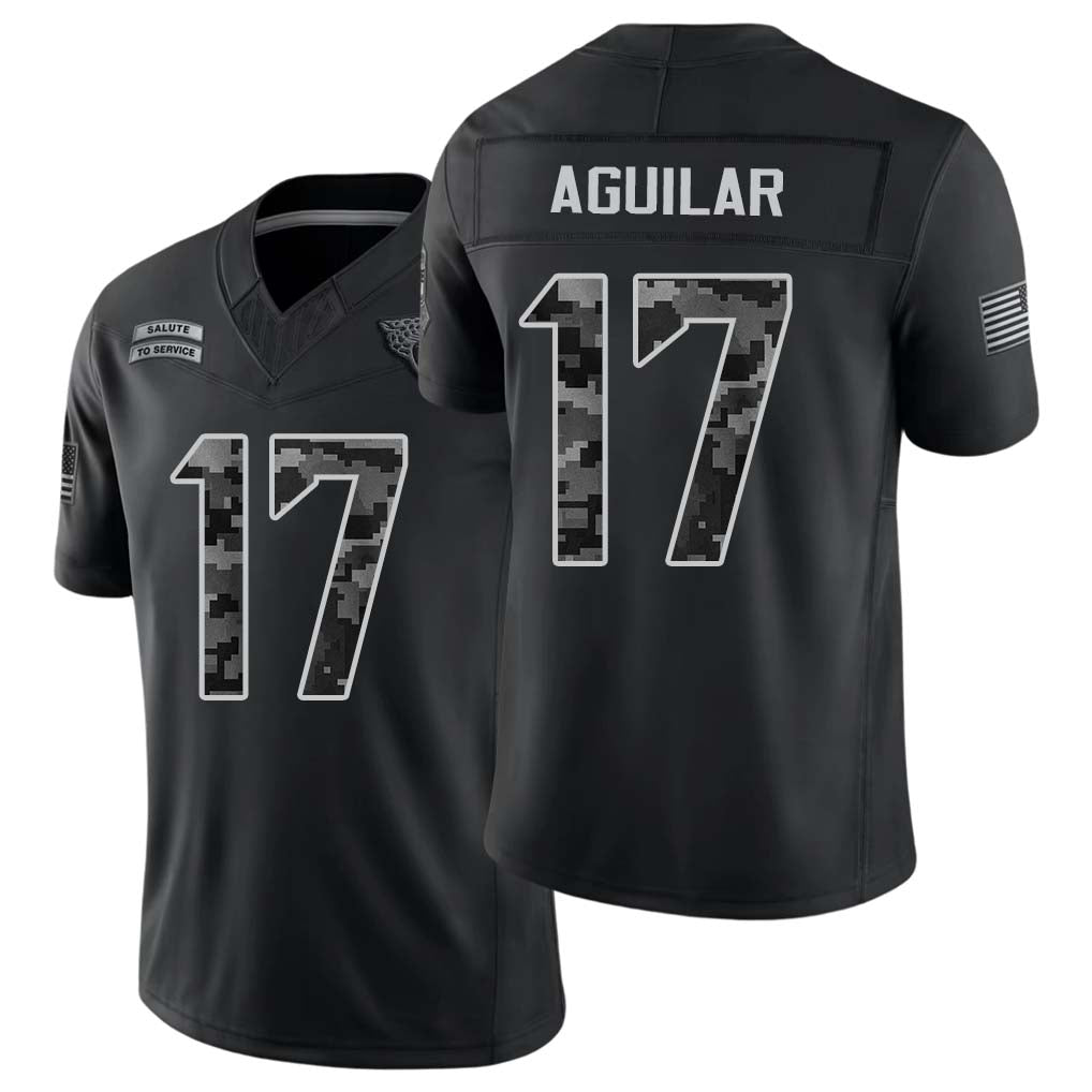 Jacksonville #17 Aguilar Player Football V Neck Short Sleeve black Jersey Joey For Men Youth Women Gift