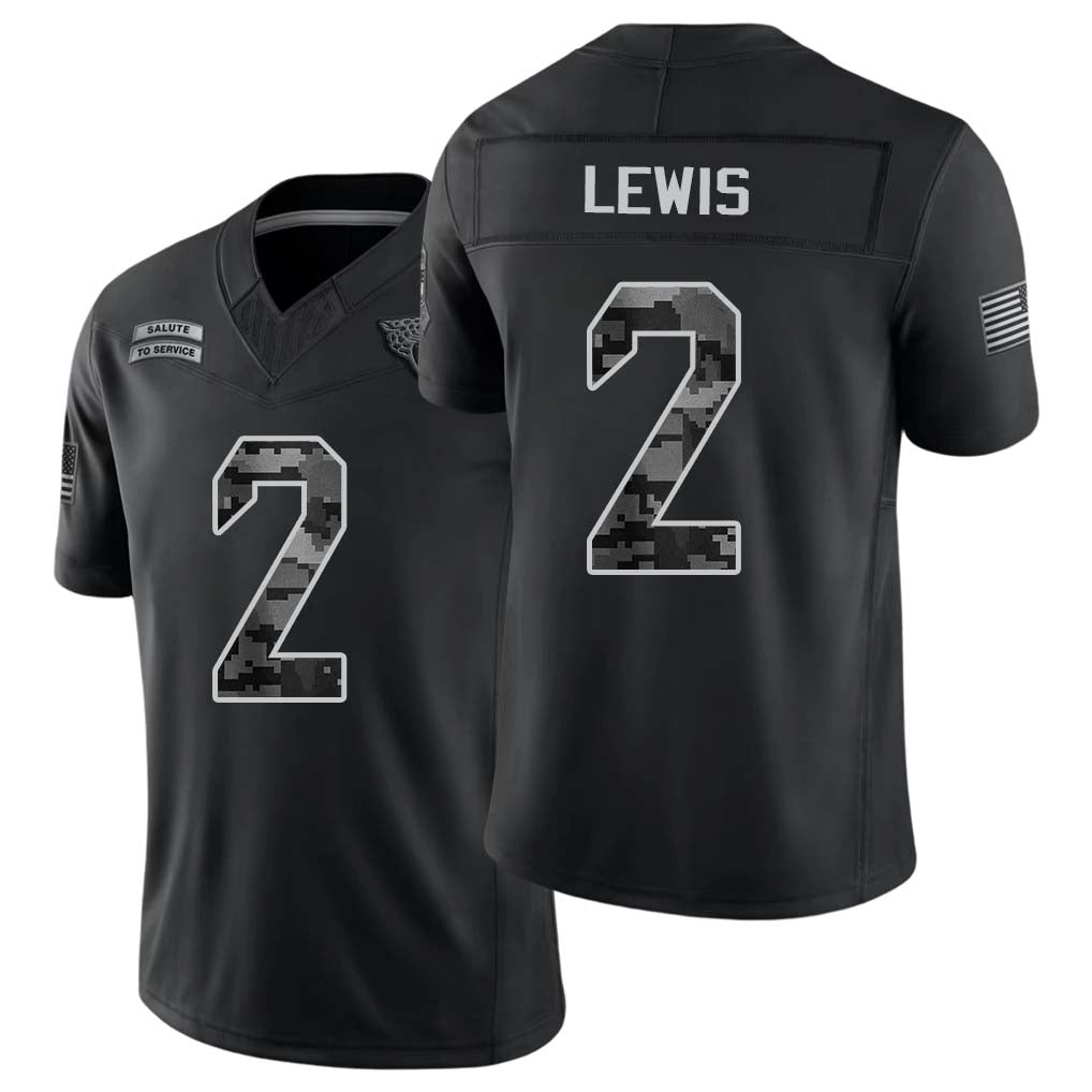 Jacksonville #2 Lewis Player Football V Neck Short Sleeve black Jersey Jourdan For Men Youth Women Gift