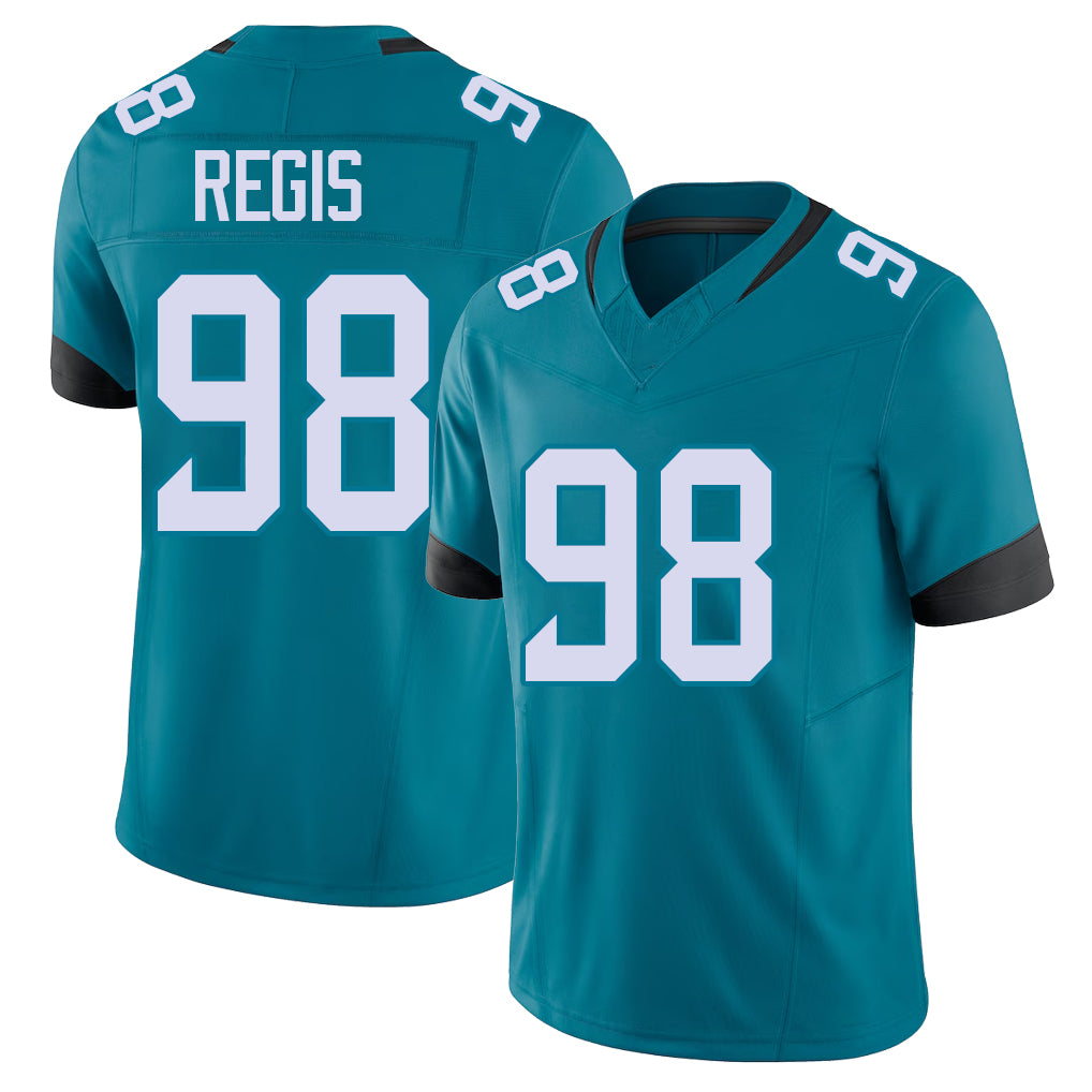 Jacksonville #98 Albert Football V Neck Short Sleeve Teal Jersey Regis For Men Youth Women Gift