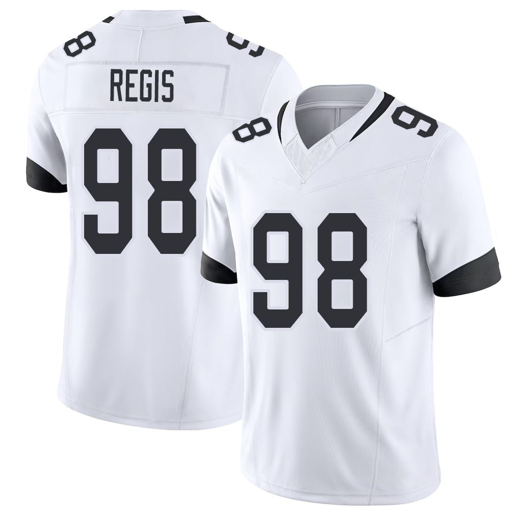 Jacksonville #98 Albert Football V Neck Short Sleeve White Jersey Regis For Men Youth Women Gift