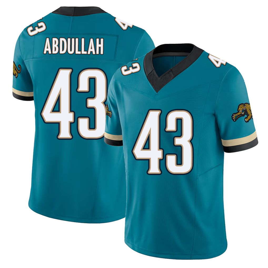 Jacksonville #43 Ameer Football V Neck Short Sleeve Teal Jersey Abdullah For Men Youth Women Gift