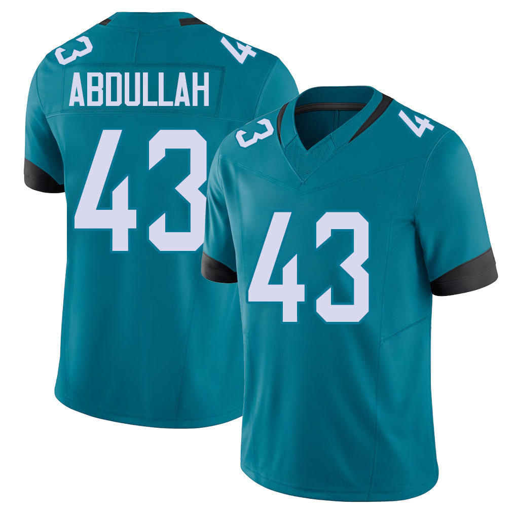 Jacksonville #43 Ameer Football V Neck Short Sleeve Teal Jersey Abdullah For Men Youth Women Gift