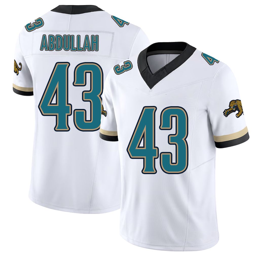 Jacksonville #43 Ameer Football V Neck Short Sleeve White Jersey Abdullah For Men Youth Women Gift