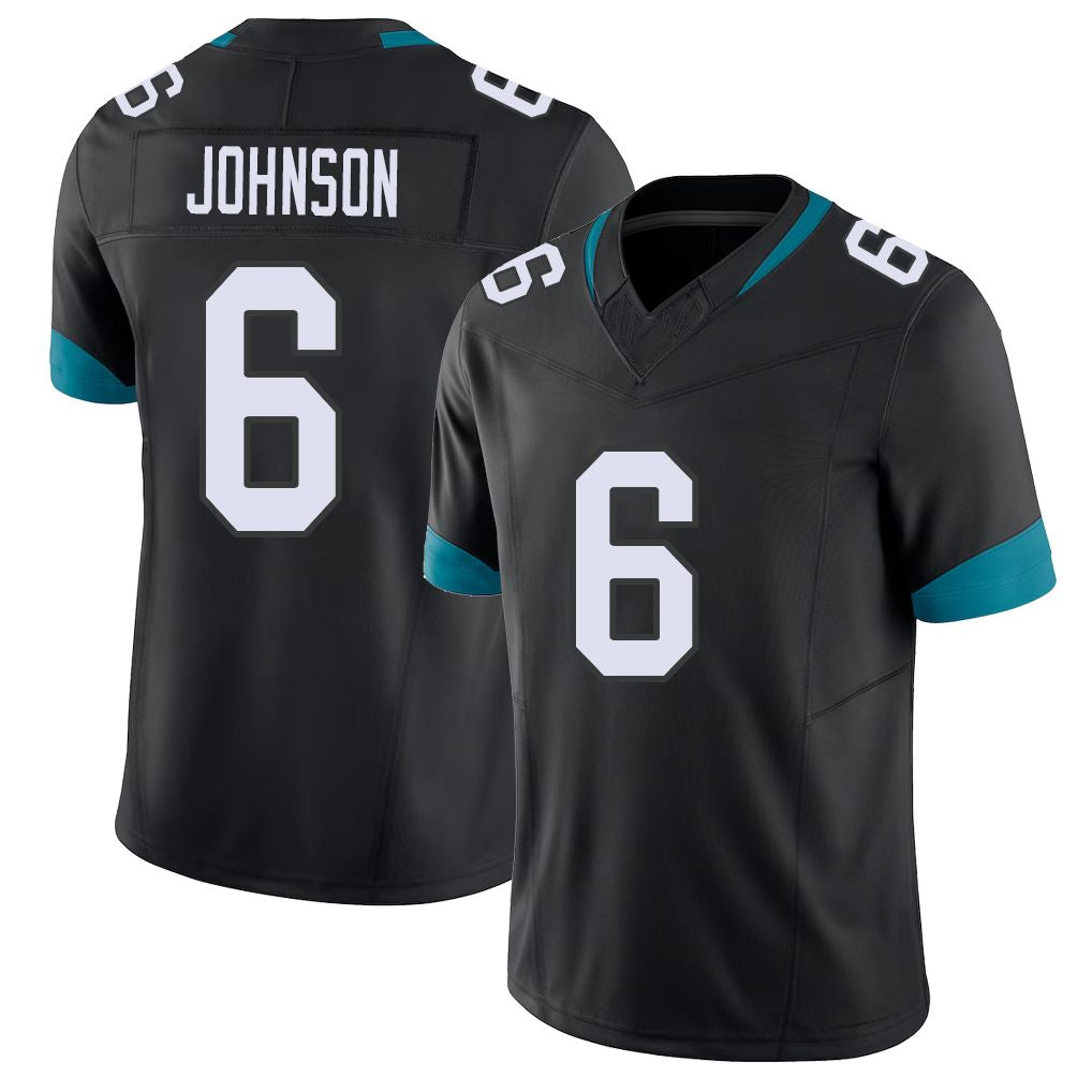 Jacksonville #6 Antonio Football V Neck Short Sleeve Black Jersey Johnson For Men Youth Women Gift