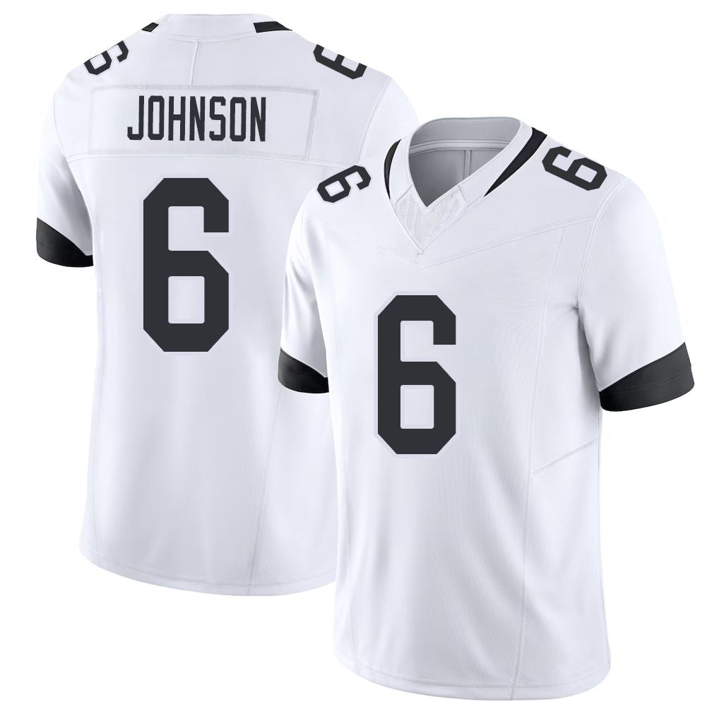 Jacksonville #6 Antonio Football V Neck Short Sleeve White Jersey Johnson For Men Youth Women Gift