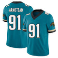 Jacksonville #91 Arik Football V Neck Short Sleeve Teal Jersey Armstead For Men Youth Women Gift