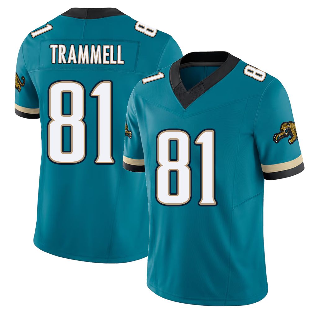 Jacksonville #81 Austin Football V Neck Short Sleeve Teal Jersey Trammell For Men Youth Women Gift