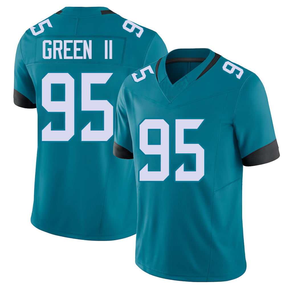 Jacksonville #95 BJ Football V Neck Short Sleeve Teal Jersey Green II For Men Youth Women Gift