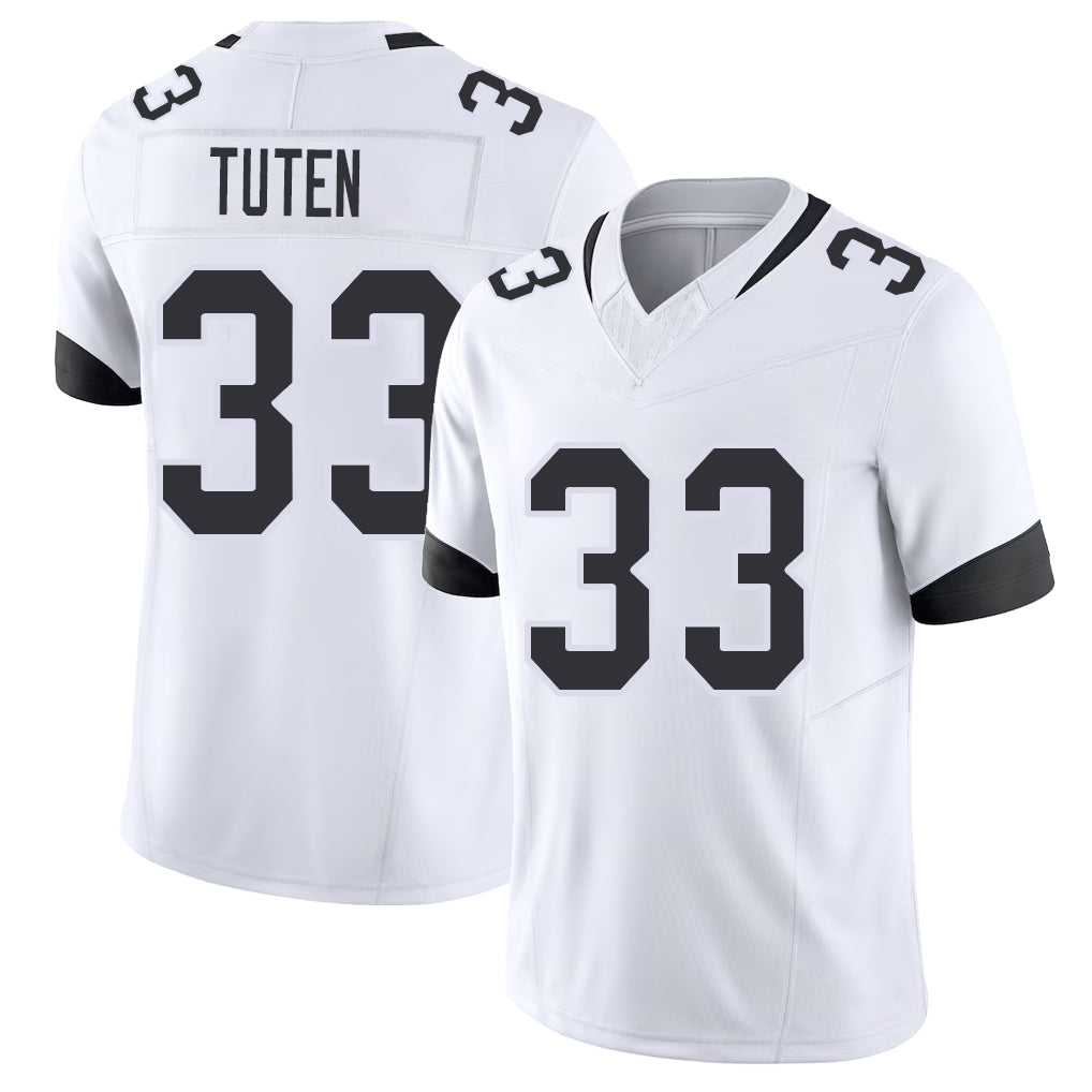 Jacksonville #33 Bhayshul Football V Neck Short Sleeve White Jersey Tuten For Men Youth Women Gift