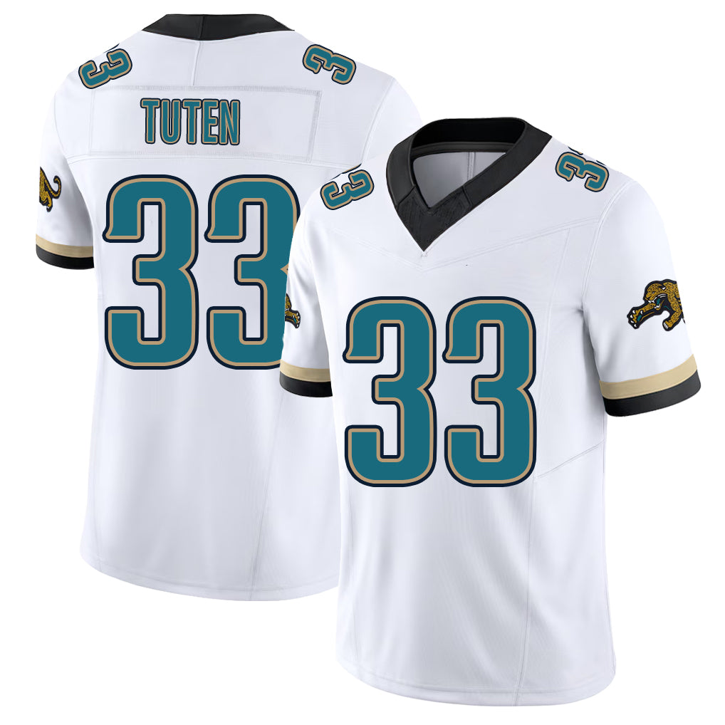 Jacksonville #33 Bhayshul Football V Neck Short Sleeve White Jersey Tuten For Men Youth Women Gift